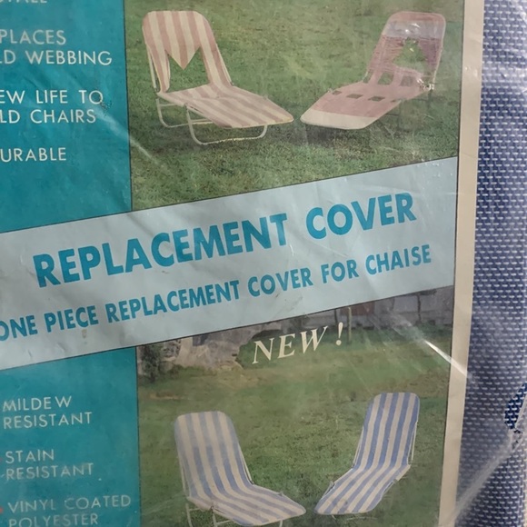 Chaise Lounge patio chair replacement cover 1pc blue white striped - Picture 4 of 8
